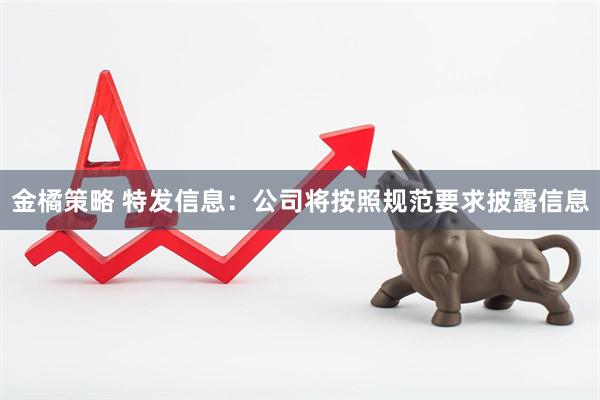 金橘策略 特发信息：公司将按照规范要求披露信息